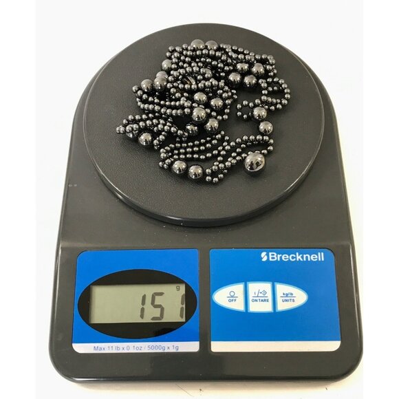 151 grams Natural Hematite Stone Bead Necklace Estate Jewelry & Pierced Earrings - Picture 6 of 8